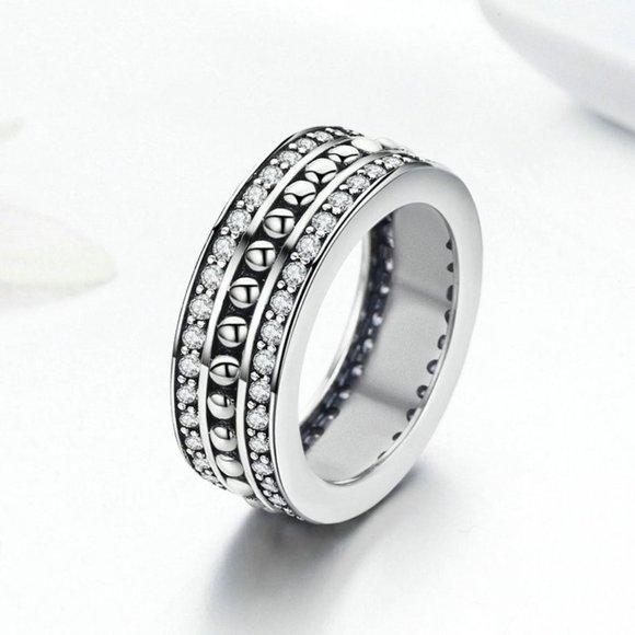 💞  925 Silver Plated Classic White CZ Wedding Couple Ring, FB16FA1089 - Picture 3 of 6